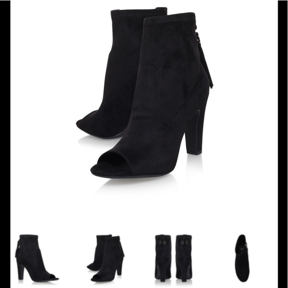 NEW VINCE CAMUTO CALISSA SUEDE BLACK PEEPTOE BOOT - Picture 2 of 7